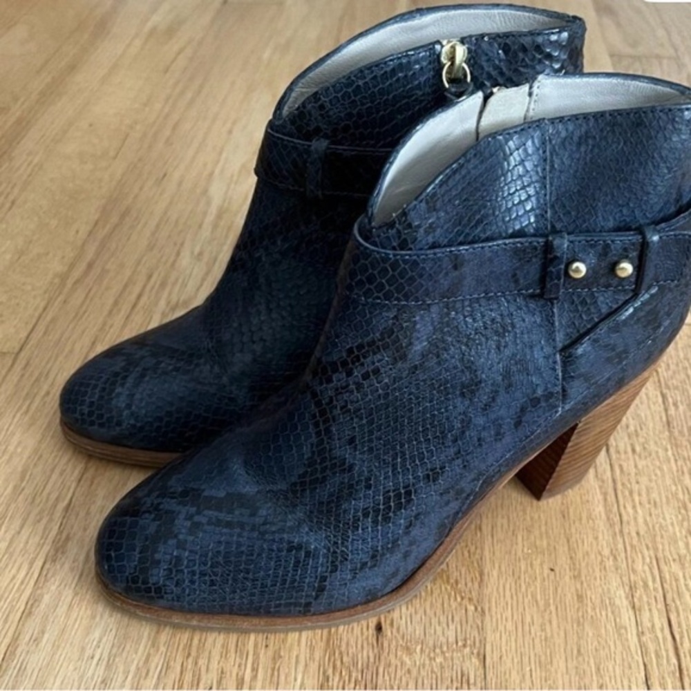 Boden Navy Snakeskin Ankle Boots - Picture 1 of 11